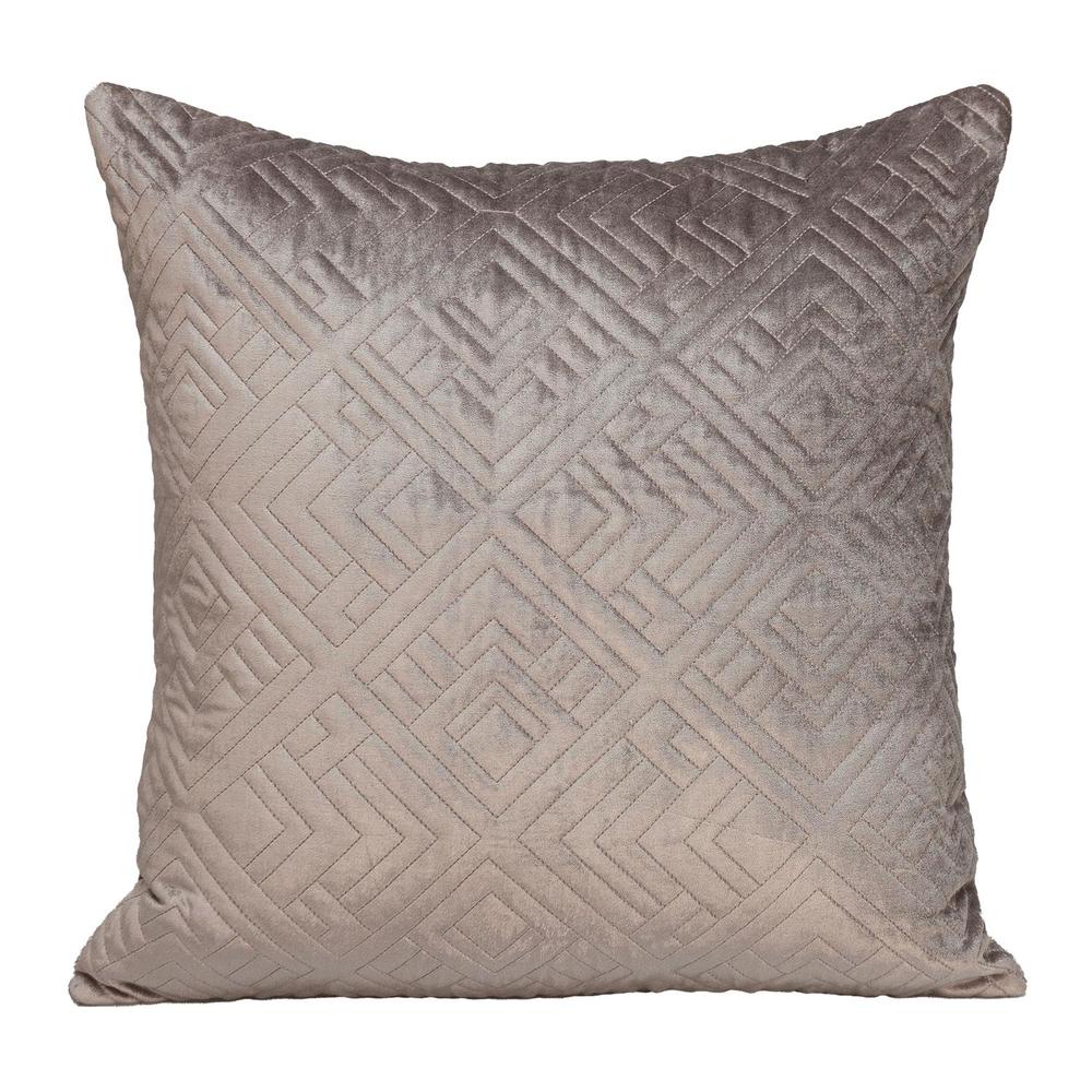 Parkland Collection Eris Transitional Quilted Taupe Throw Pillow. Picture 1