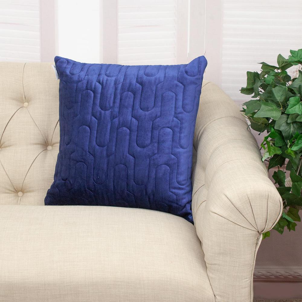 Parkland Collection Basil Transitional Quilted Blue Throw Pillow. Picture 6