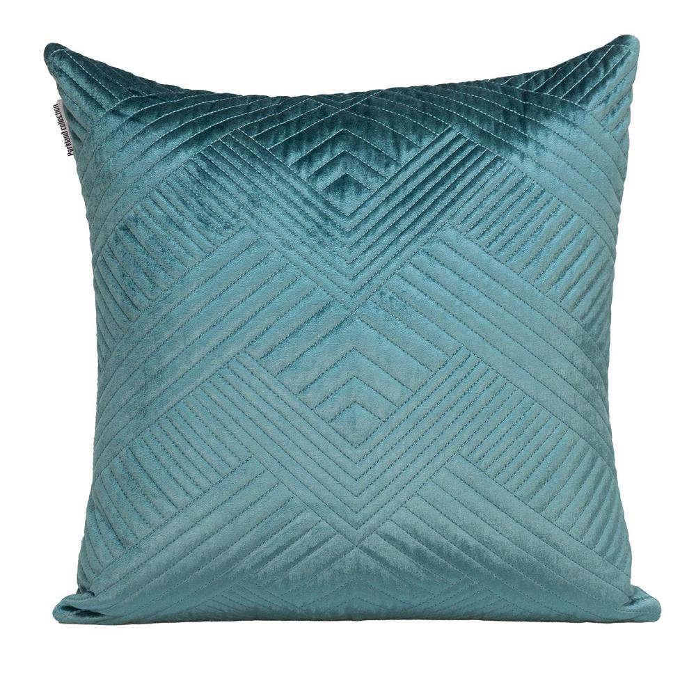 Parkland Collection Gaia Transitional Quilted Teal Throw Pillow. Picture 1