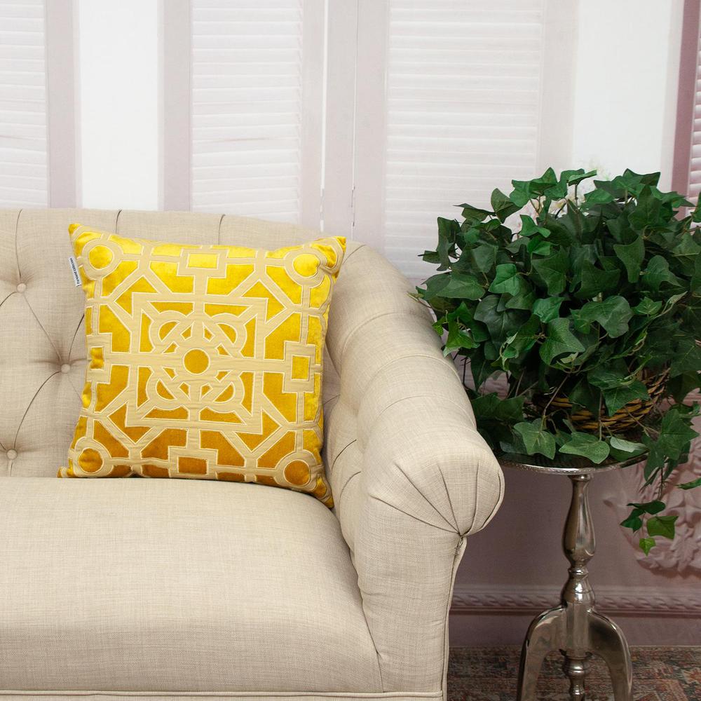 Parkland Collection Hazel Transitional Mustard Yellow Throw Pillow. Picture 6