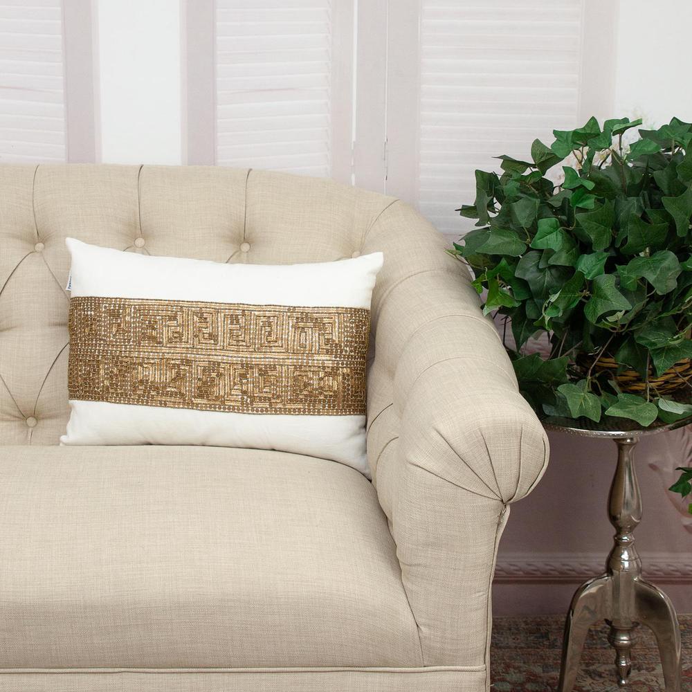 Parkland Collection Misty Transitional Off White Lumbar Throw Pillow. Picture 6