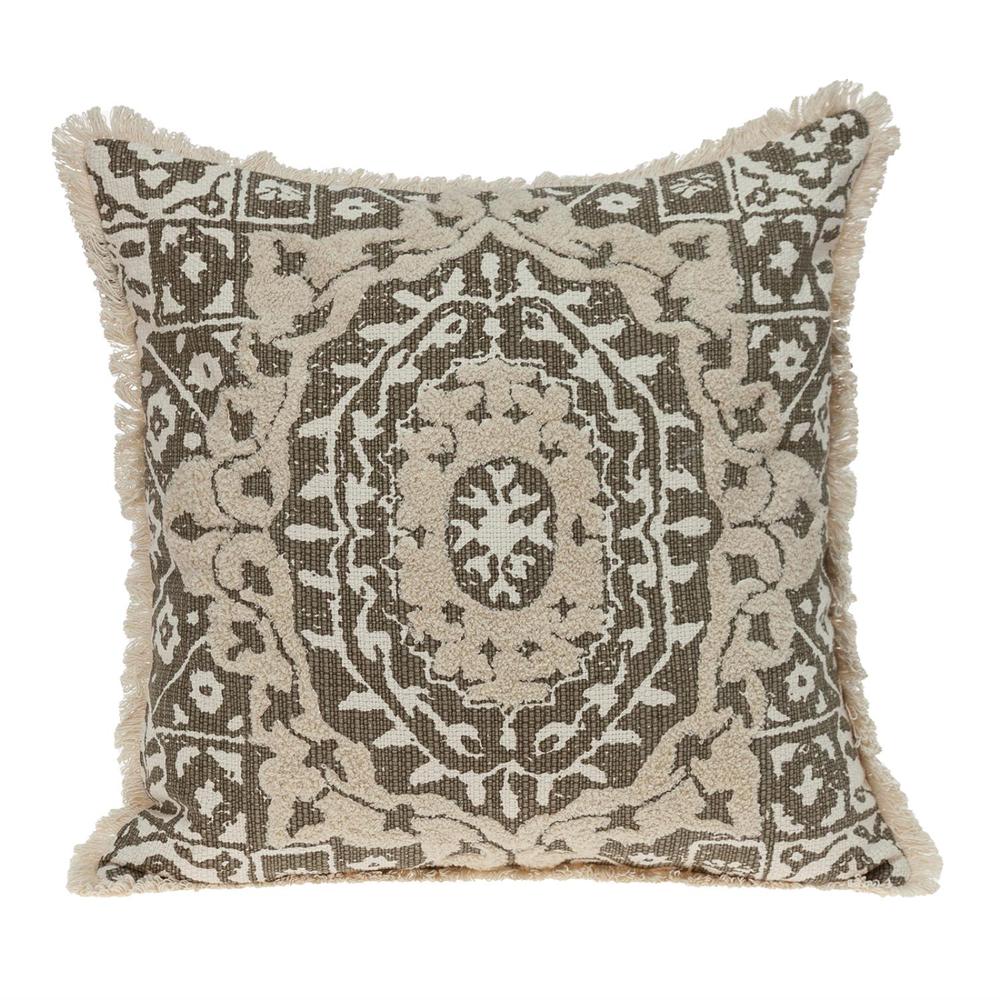 Parkland Collection Abu Transitional Beige Throw Pillow 18 x 18 x 4. Picture 1