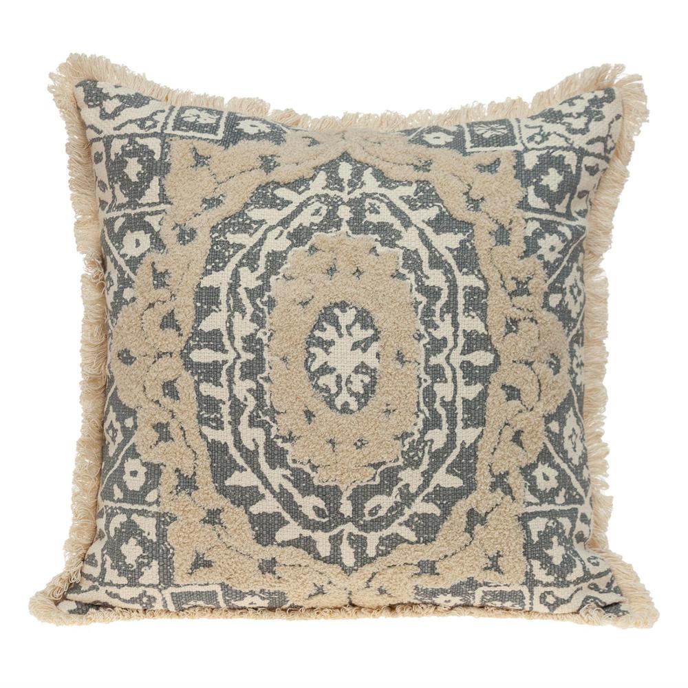 Parkland Collection Transitional Beige Throw Pillow. Picture 1