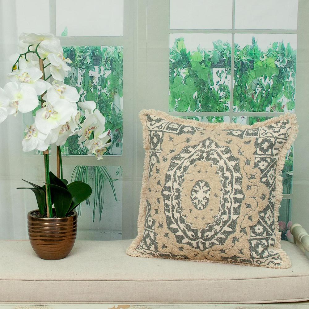 Parkland Collection Transitional Beige Throw Pillow. Picture 6