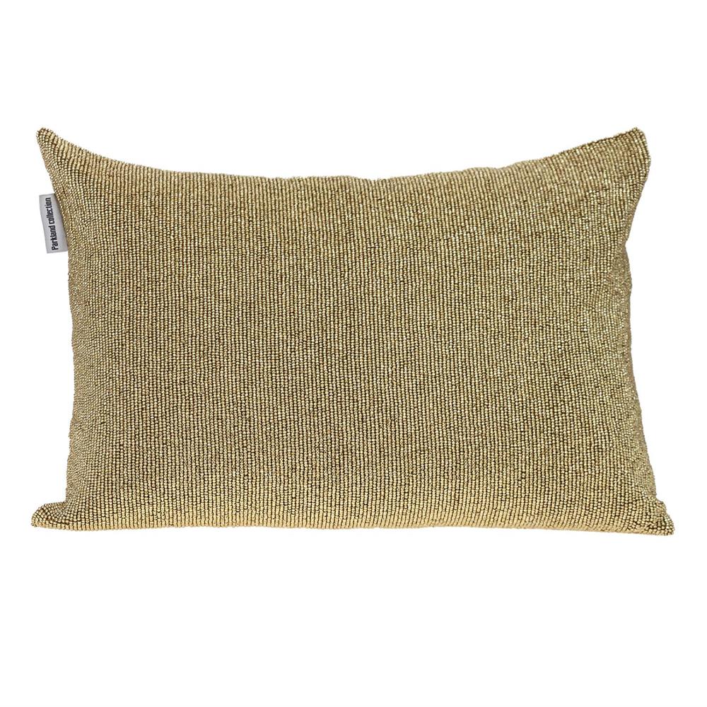 Parkland Collection Aster Transitional Gold  Beaded Throw Pillow. Picture 1