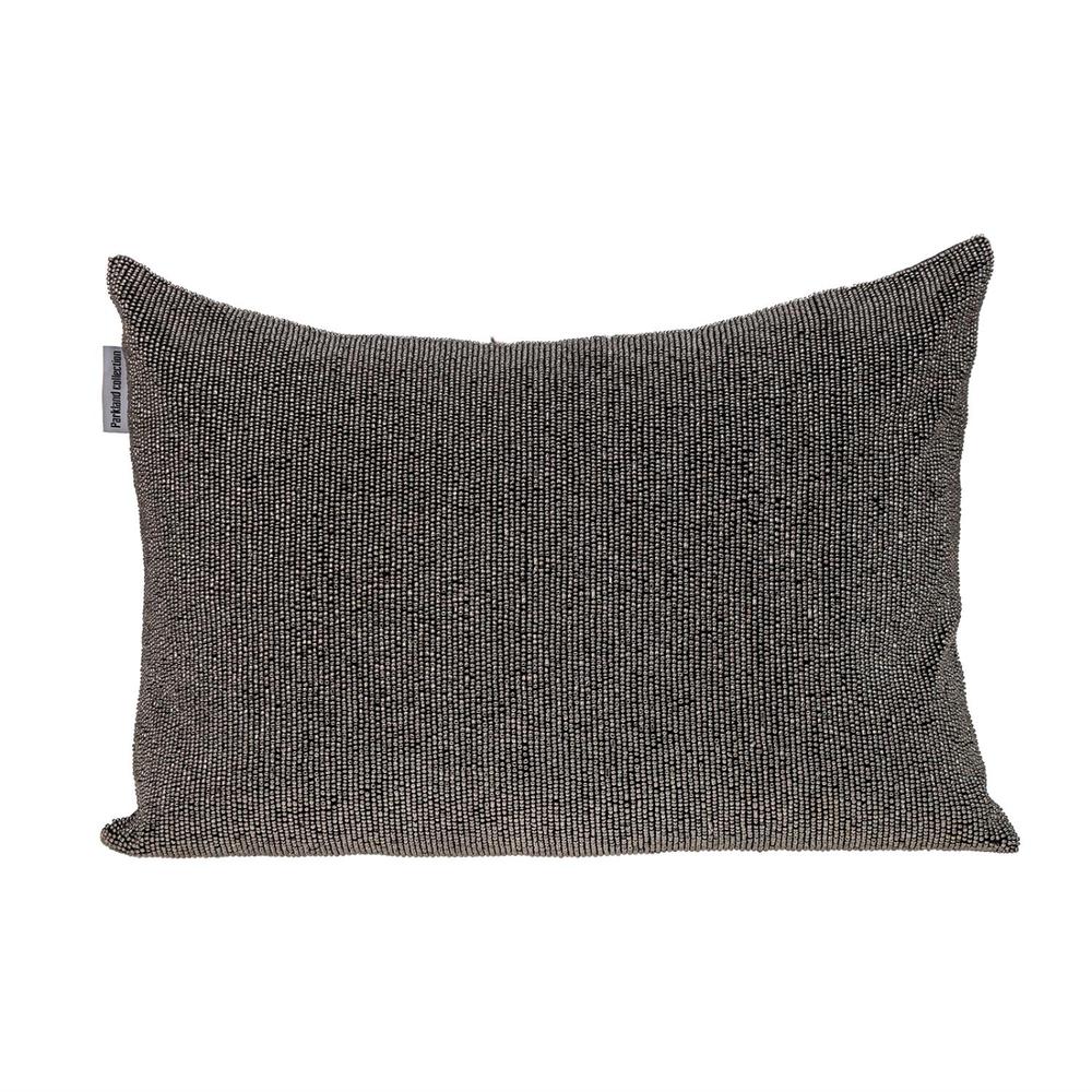 Parkland Collection Aster Transitional Gray Beaded Throw Pillow. Picture 1