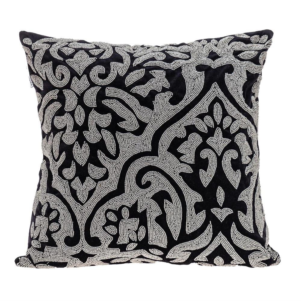 Parkland Collection Carmela Transitional Black Beaded Throw Pillow. Picture 1