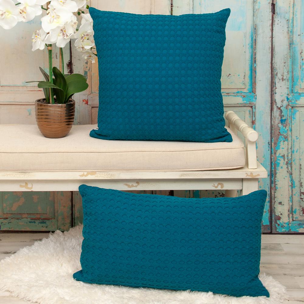 Parkland Collection Transitional Solid Blue Rectangle 14" x 26" Pillow. Picture 6
