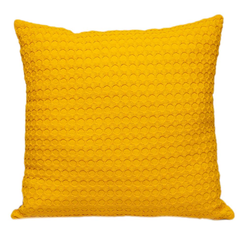 Parkland  Transitional Solid Yellow Square 20" x 20" Pillow. Picture 1