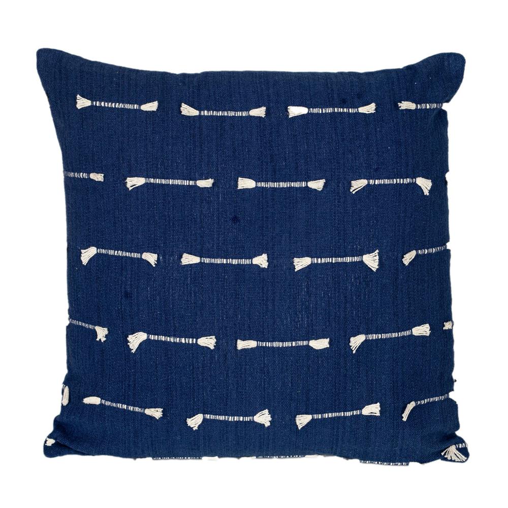 Elegant Dark Blue Cotton Pillow for Sofa (18” x 18”). Picture 1