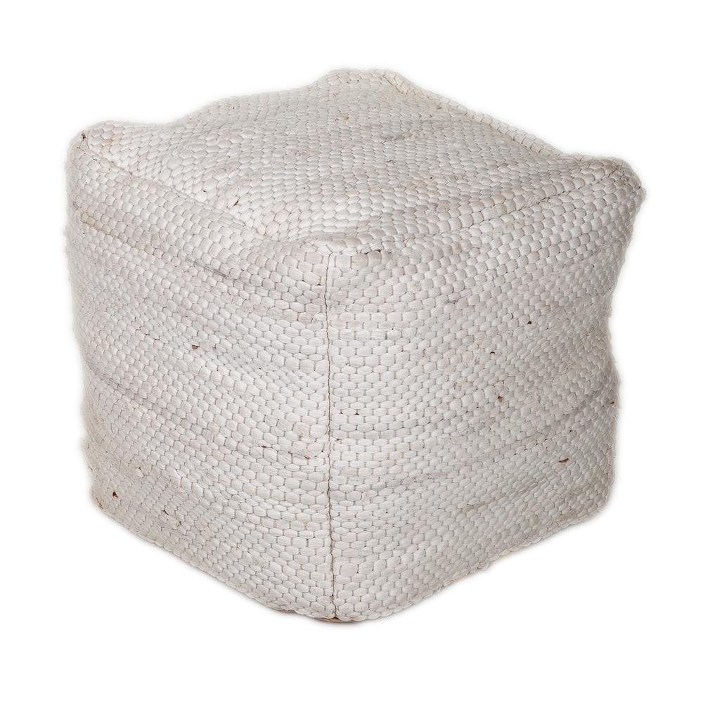 Parkland Collection Lina Transitional White Pouf. Picture 1