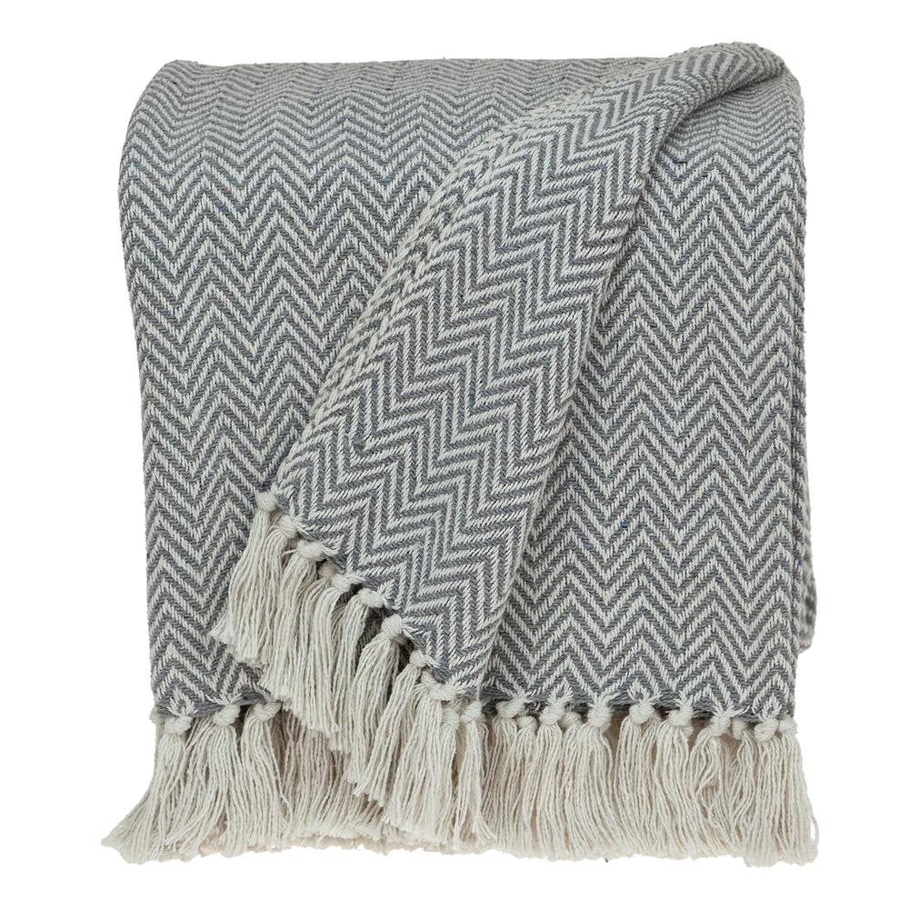 Parkland Collection Isla Transitional Gray 52" x 67" WOVEN HANDLOOM Throw. Picture 1