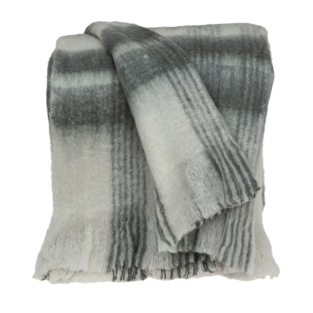 Stella Transitional Gray 52" x 67" WOVEN HANDLOOM Throw. Picture 1