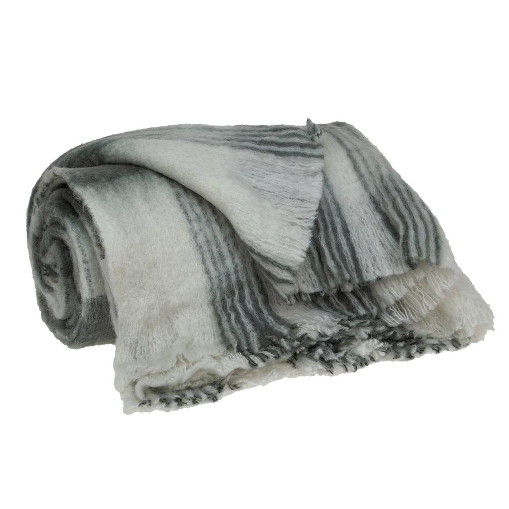 Stella Transitional Gray 52" x 67" WOVEN HANDLOOM Throw. Picture 2