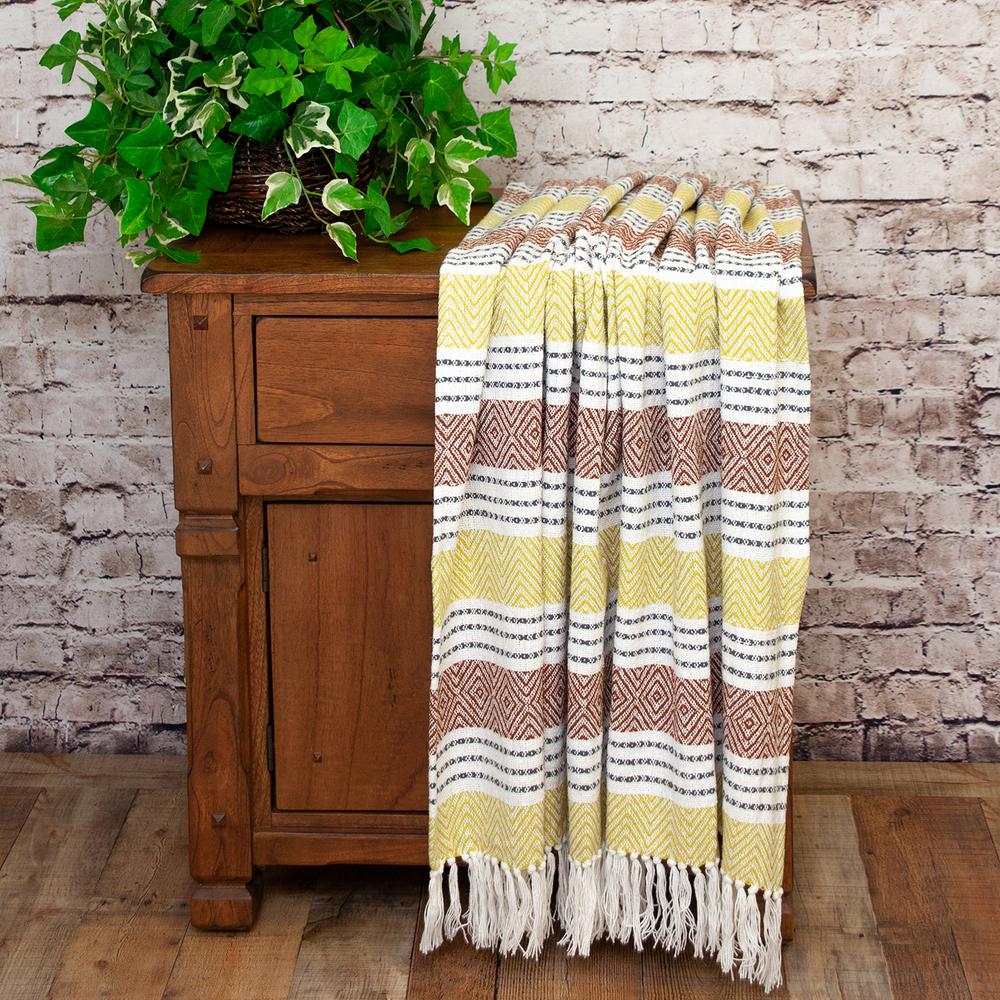 Parkland Collection Transitional Stripes Rust Rectangle 50" x 60" Throw. Picture 5