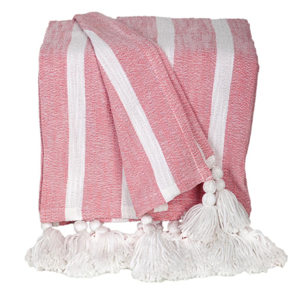 Pink Cotton Slub Throw 50” x 60” by Parkland Collection for Your Living Space. Picture 1
