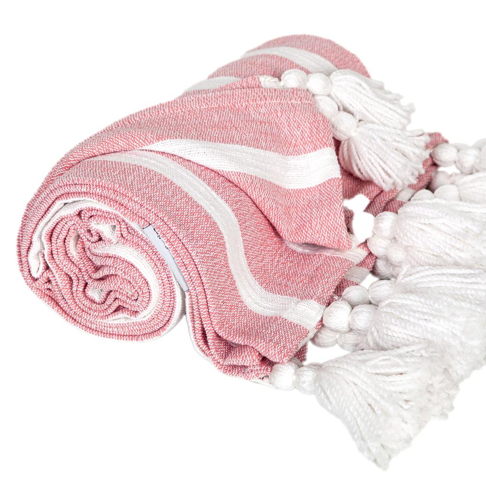 Pink Cotton Slub Throw 50” x 60” by Parkland Collection for Your Living Space. Picture 3