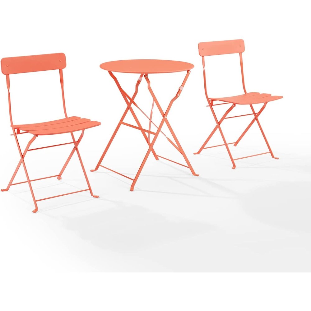 Karlee 3Pc Indoor/Outdoor Metal Bistro Set Coral - Bistro Table & 2 Chairs. Picture 1
