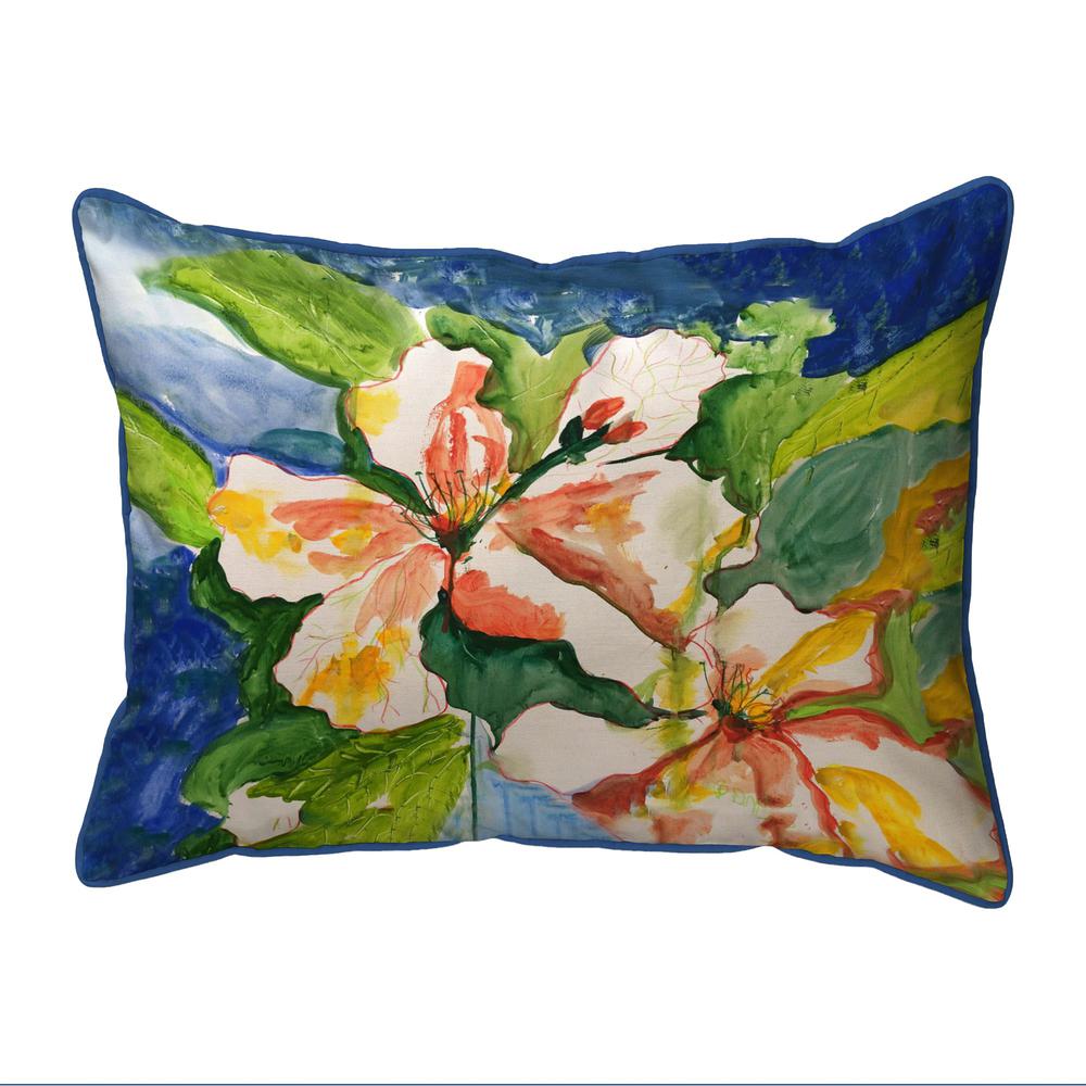 White Hibiscus Large Indoor/Outdoor Pillow 16x20. Picture 4