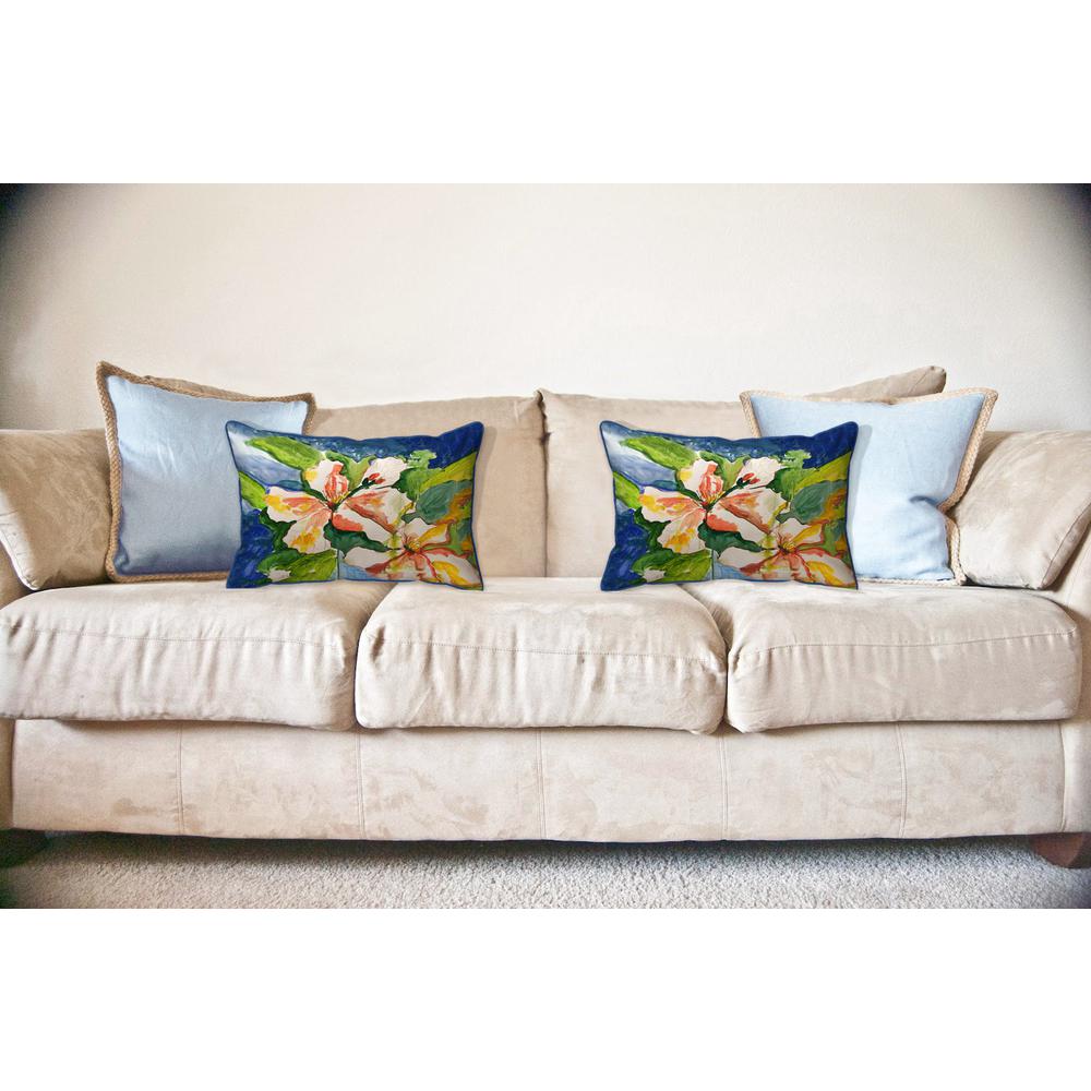 White Hibiscus Large Indoor/Outdoor Pillow 16x20. Picture 6