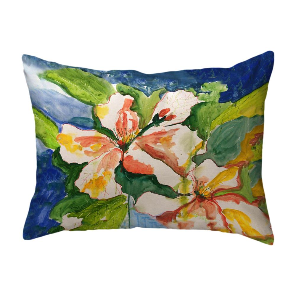 White Hibiscus Small Noncorded Pillow 11x14. Picture 2