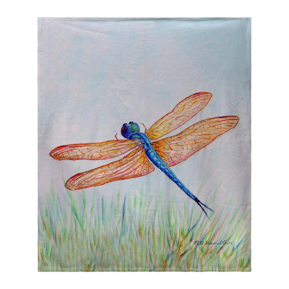Amber & Blue Dragonfly Fleece Blanket. Picture 1