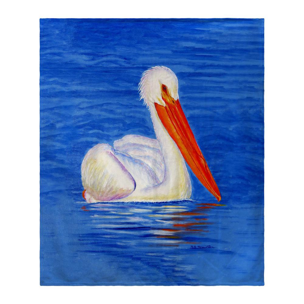 White Pelican Portrait Throw. Picture 1