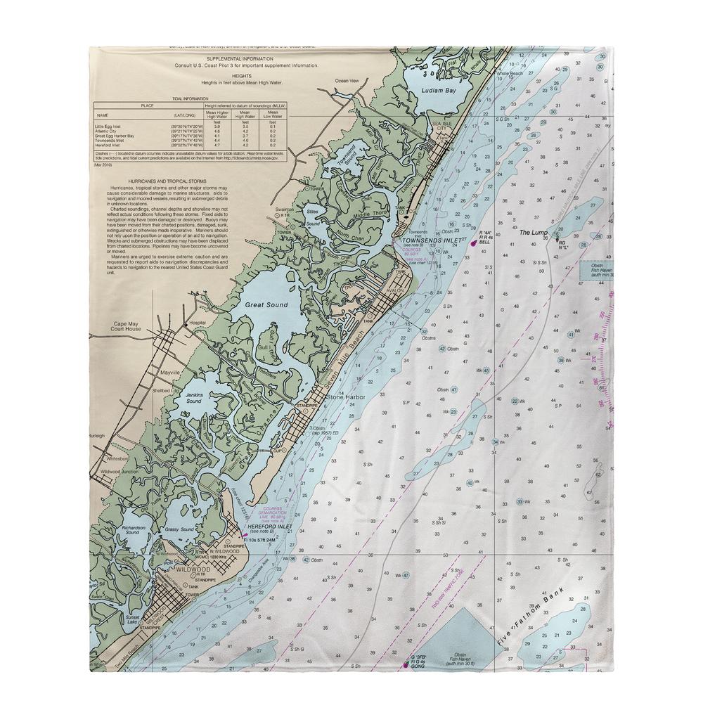 Little Egg Inlet to Hereford Inlet - Avalon, NH Nautical Map Fleece Throw. Picture 1