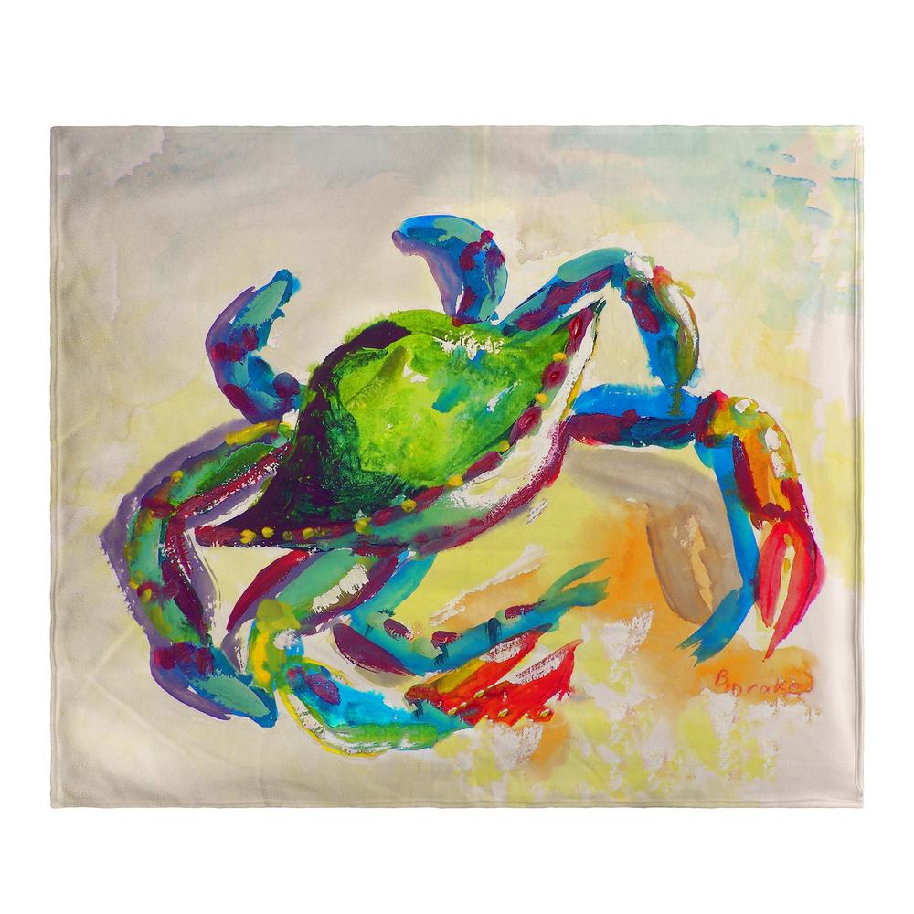 Teal Crab Fleece Throw. Picture 1