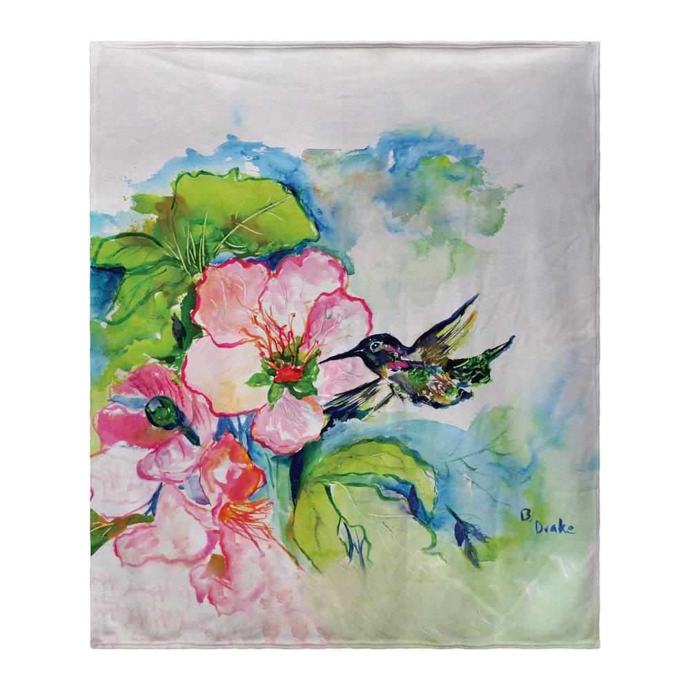 Hummingbird & Hibiscus Fleece Blanket. Picture 1