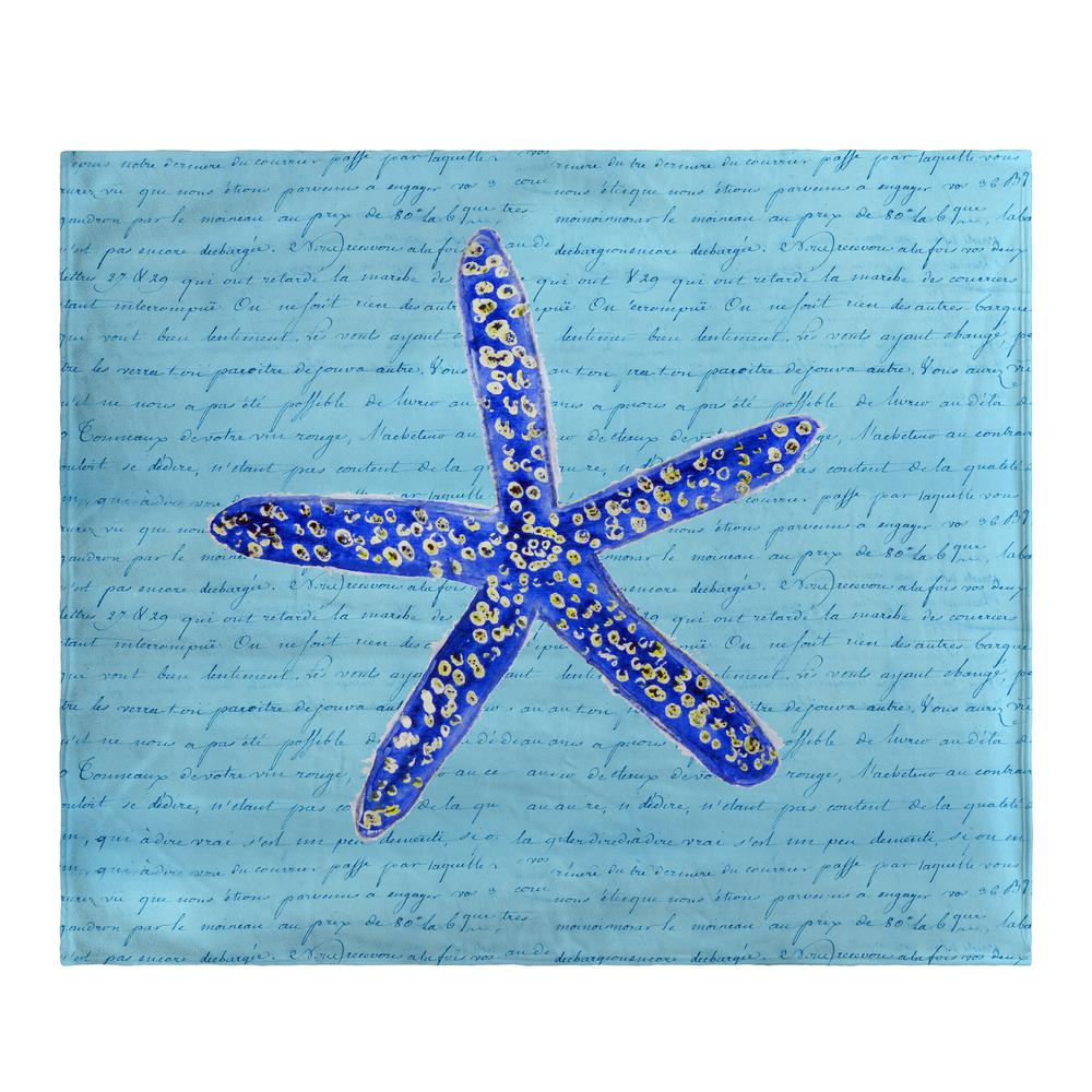 Blue Starfish Fleece Throw. Picture 1
