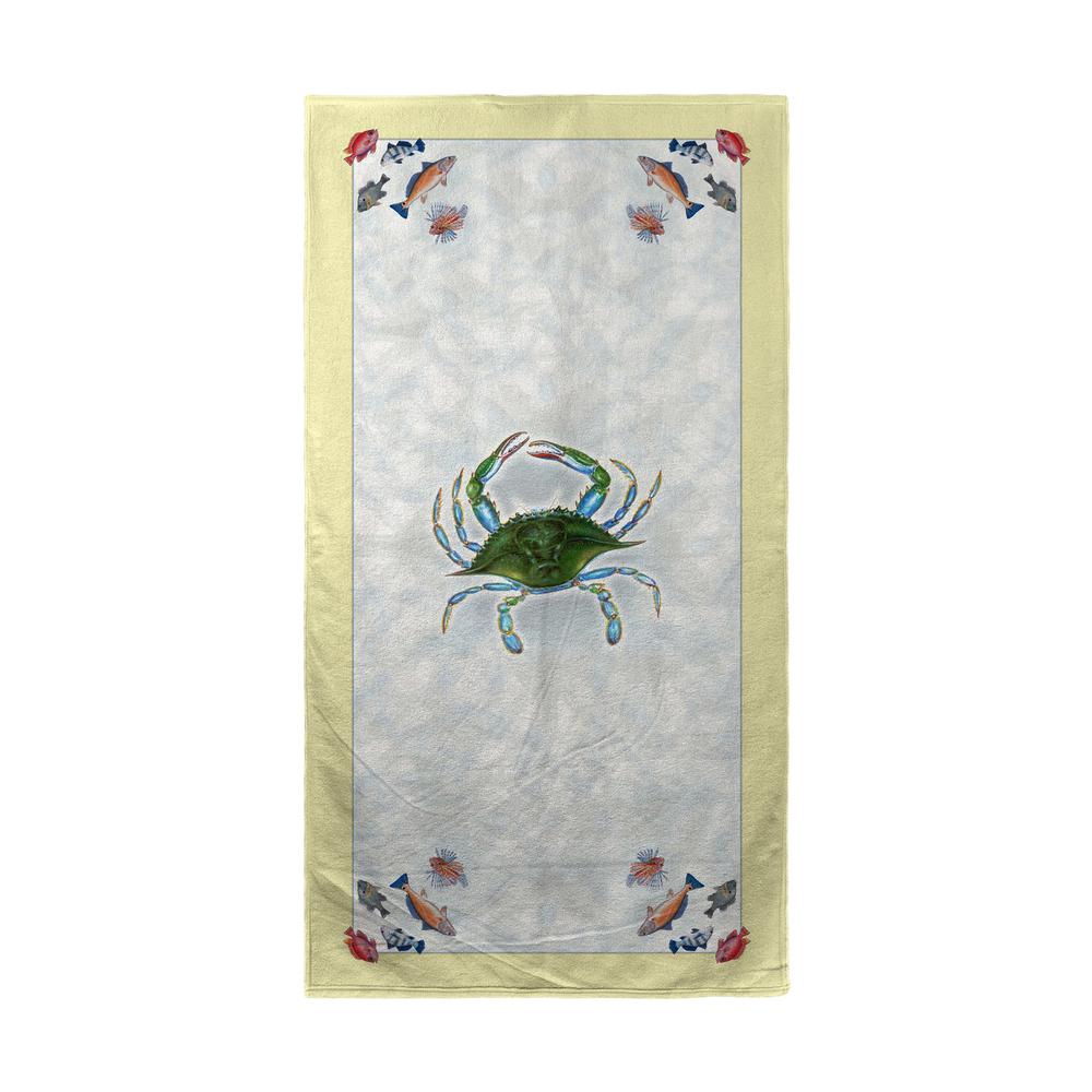 Blue Crab & Fish Beach Towel. Picture 1