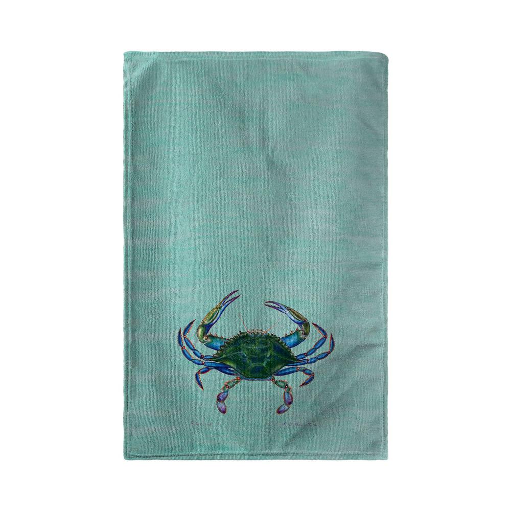 Male Blue Crab on Teal Beach Towel. Picture 1