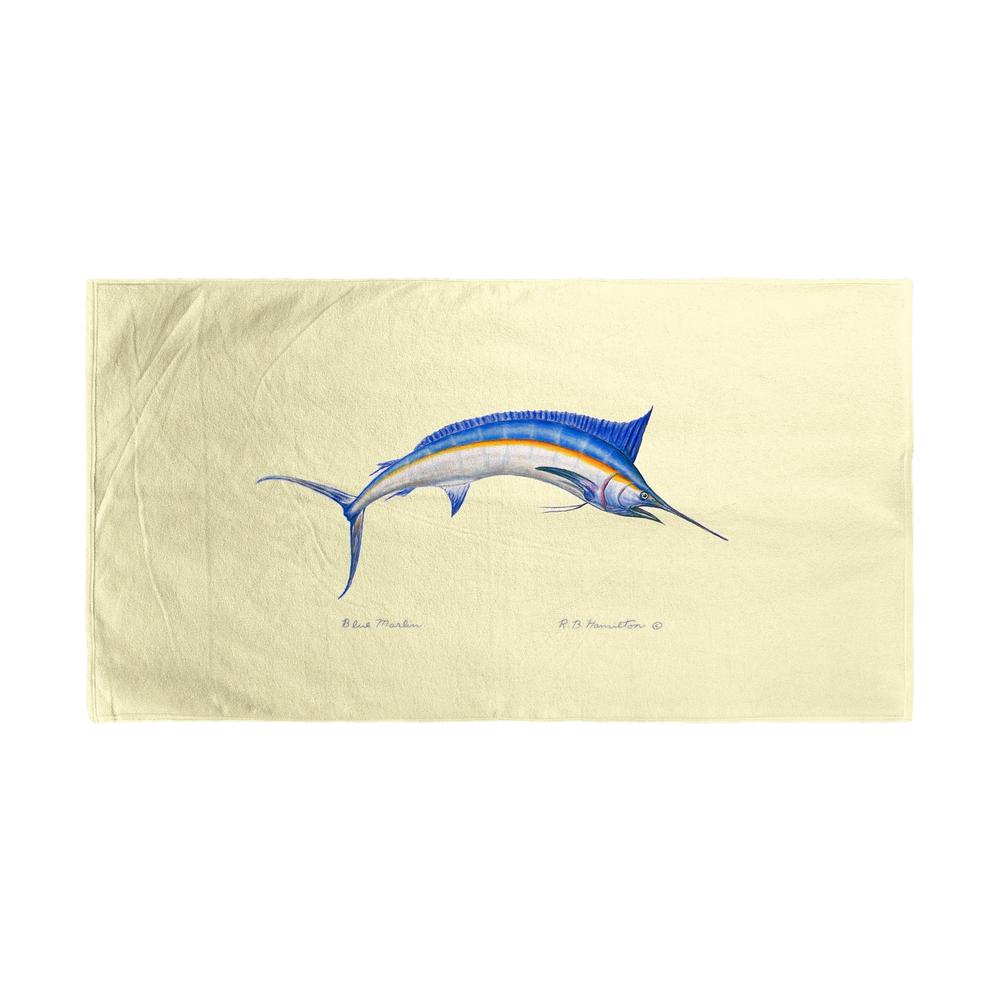 Blue Marlin on Yellow Beach Towel. Picture 1