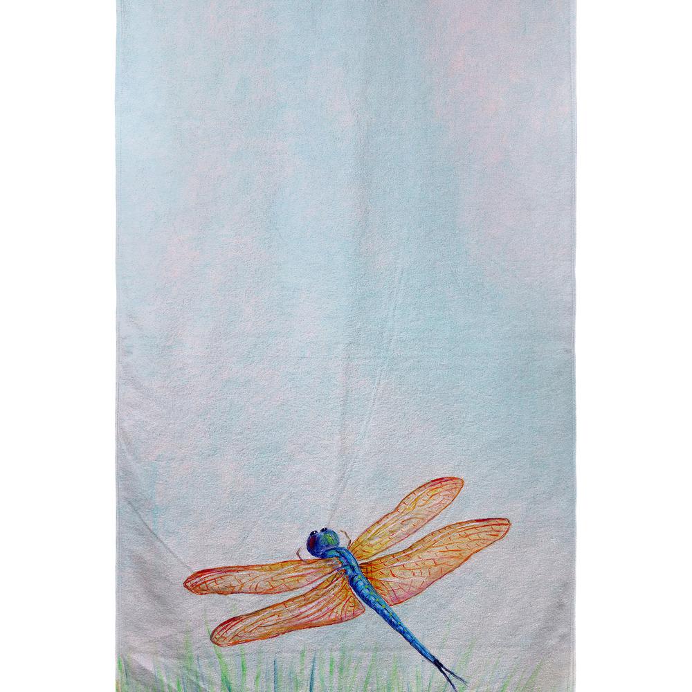 Amber & Blue Dragonfly Beach Towel. Picture 1