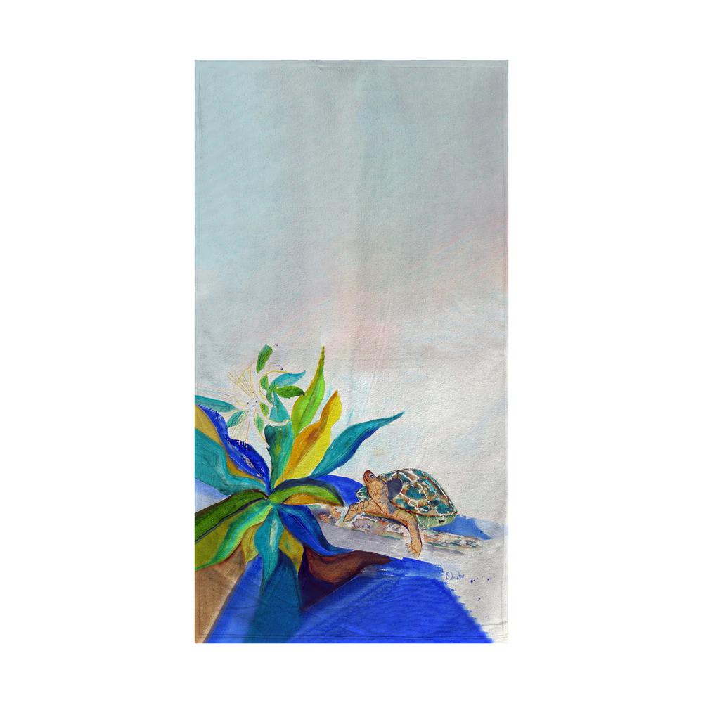 Turtle & Lily Beach Towel. Picture 1