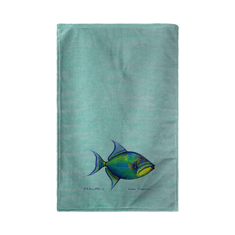 Trigger Fish - Teal Beach Towel. Picture 1