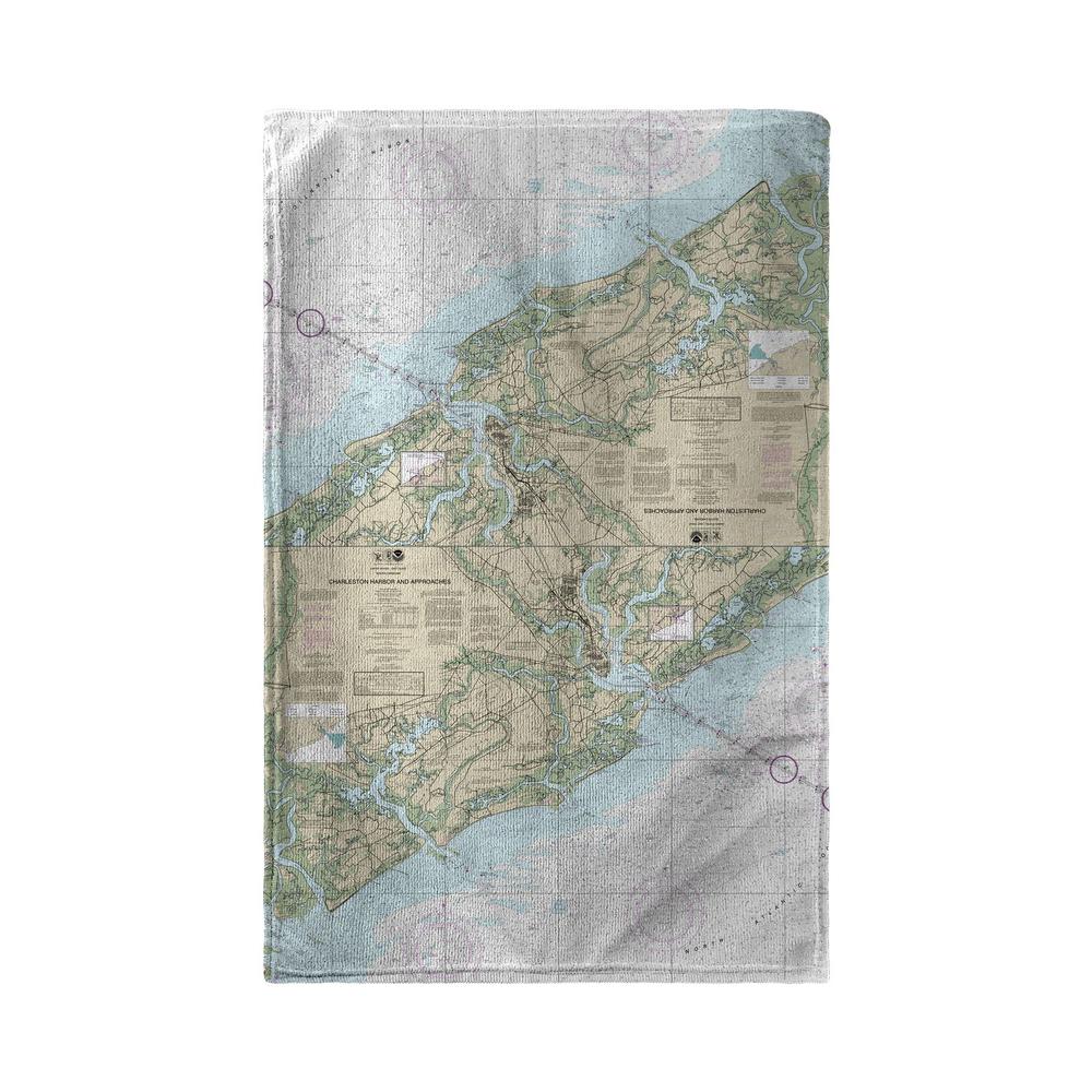 Charleston Harbor and Approaches, SC Nautical Map Beach Towel. Picture 1