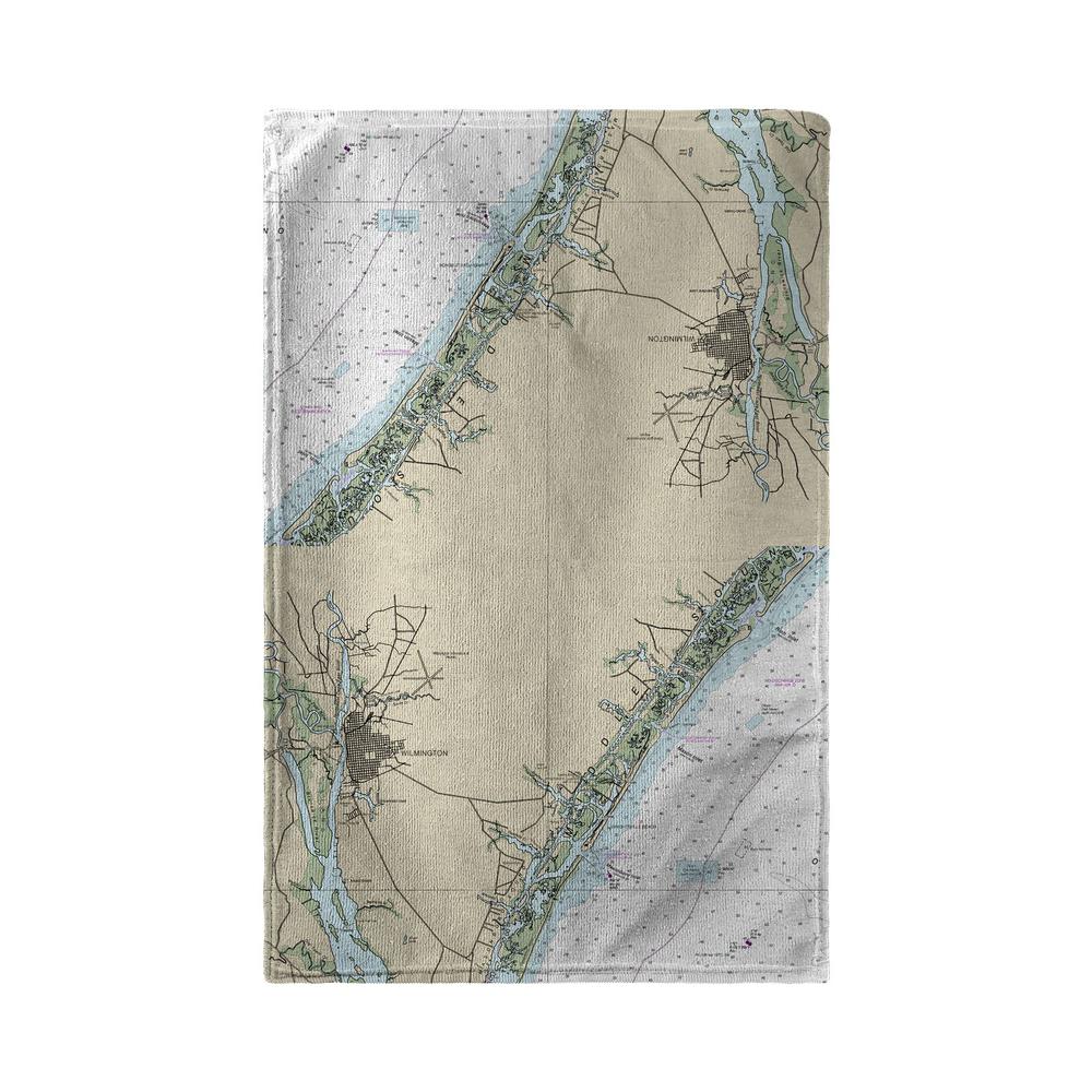 Wilmington - Wrightsville Beach, NC Nautical Map Beach Towel. Picture 1