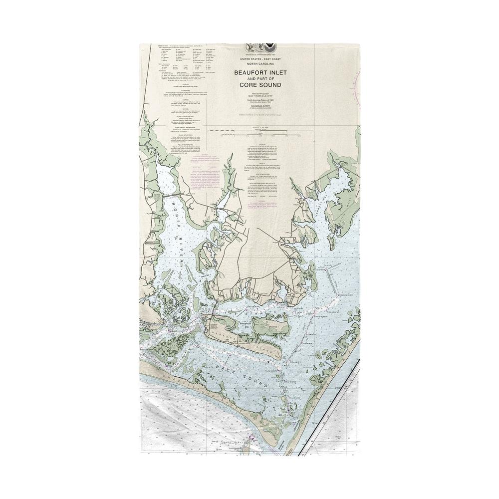Beaufort Inlet and Part of Core Sound, NC Nautical Map Beach Towel. Picture 1