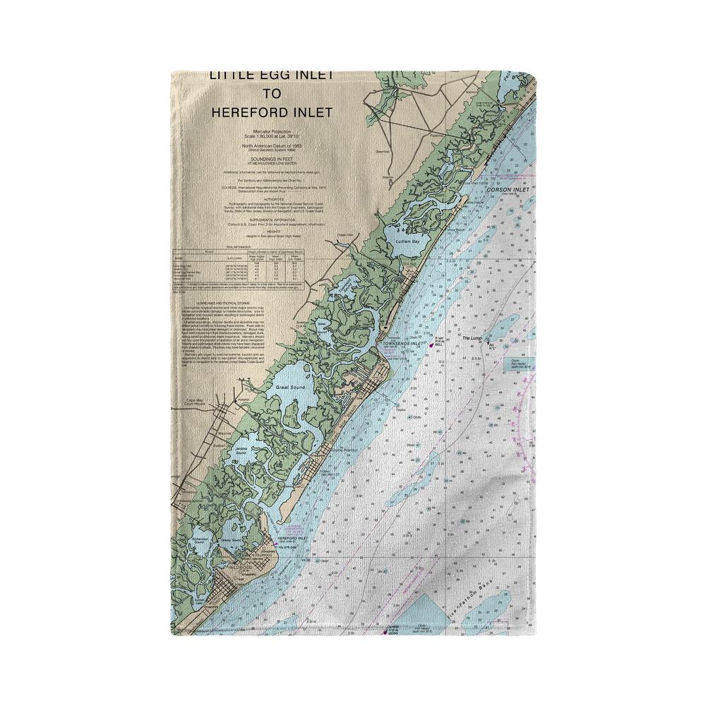 Little Egg Inlet to Hereford Inlet - Avalon, NH Nautical Map Beach Towel. Picture 1