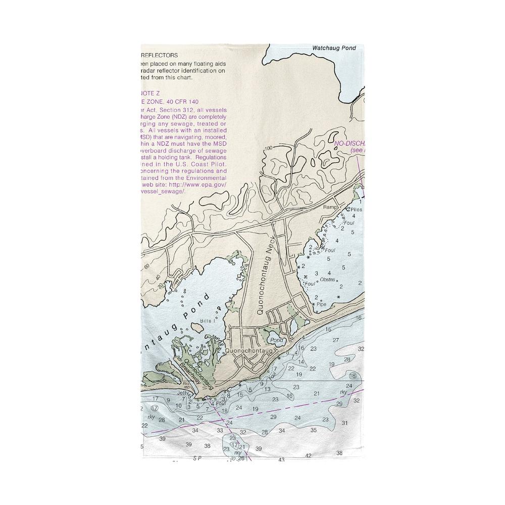 Block Island Sound - Quonochontaug, RI Nautical Map Beach Towel. Picture 1