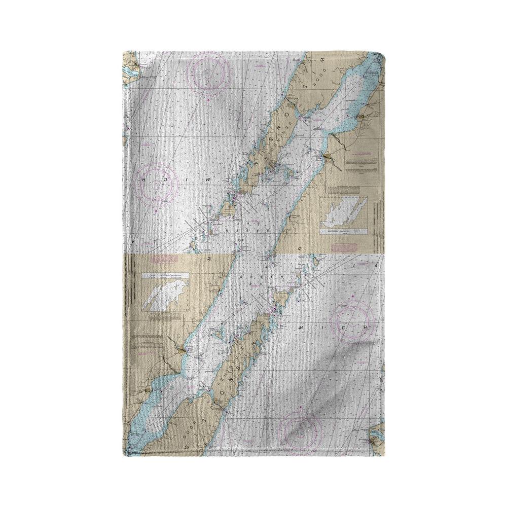 Door County, Green Bay, WI Nautical Map Beach Towel. Picture 1