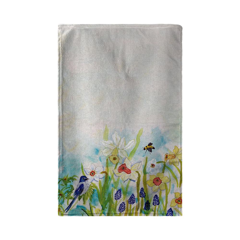 Bird & Daffodils Beach Towel. Picture 1
