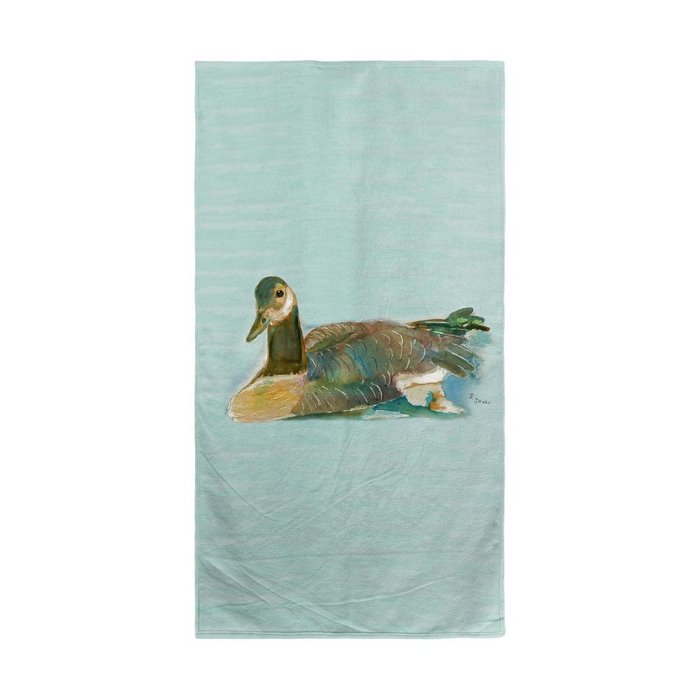 Goose on Teal Beach Towel. Picture 1