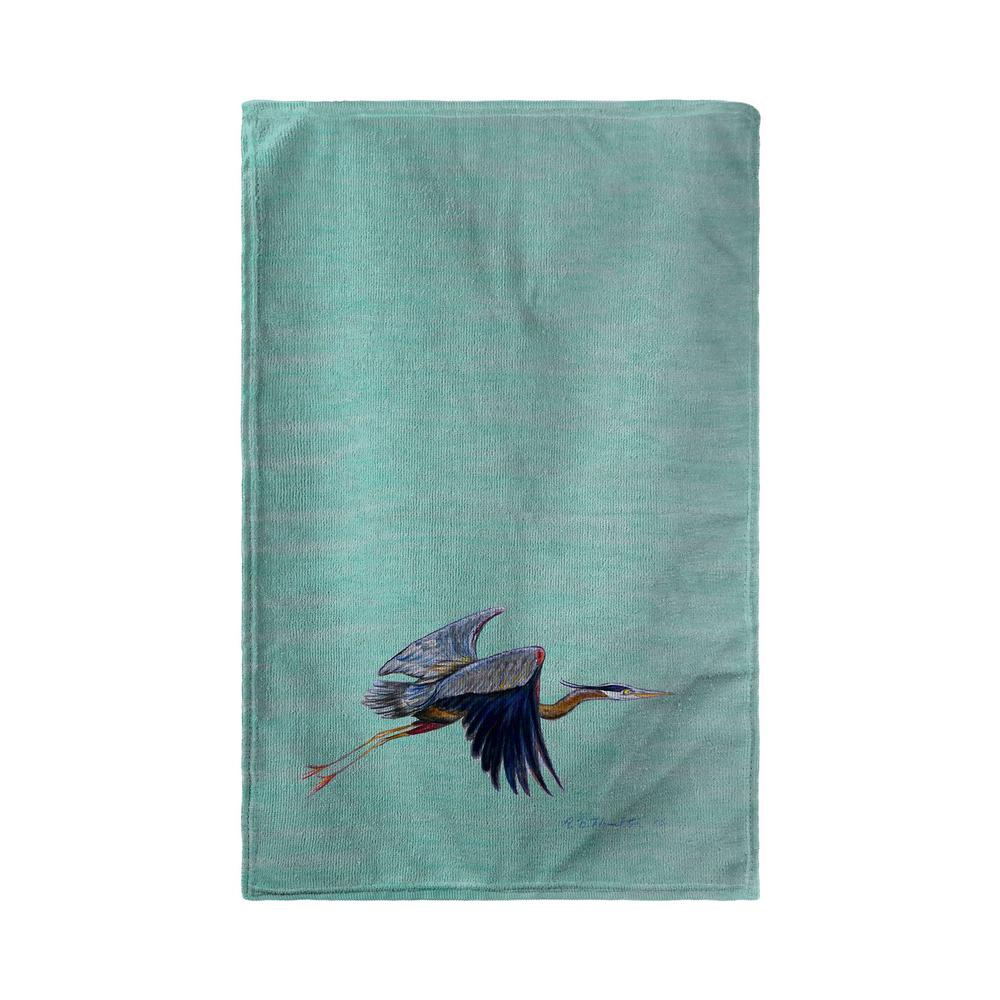 Aqua Eddie's Blue Heron Beach Towel. Picture 1