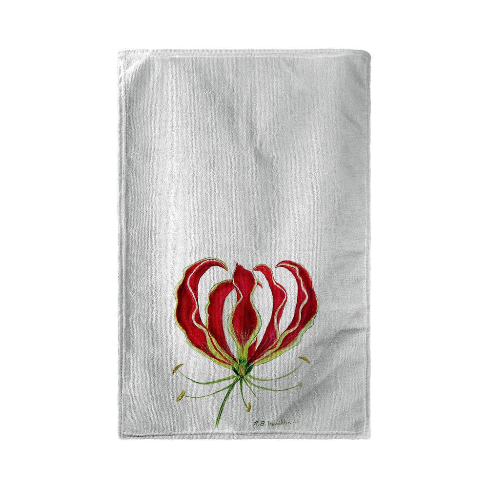 Red Lily Beach Towel. Picture 1