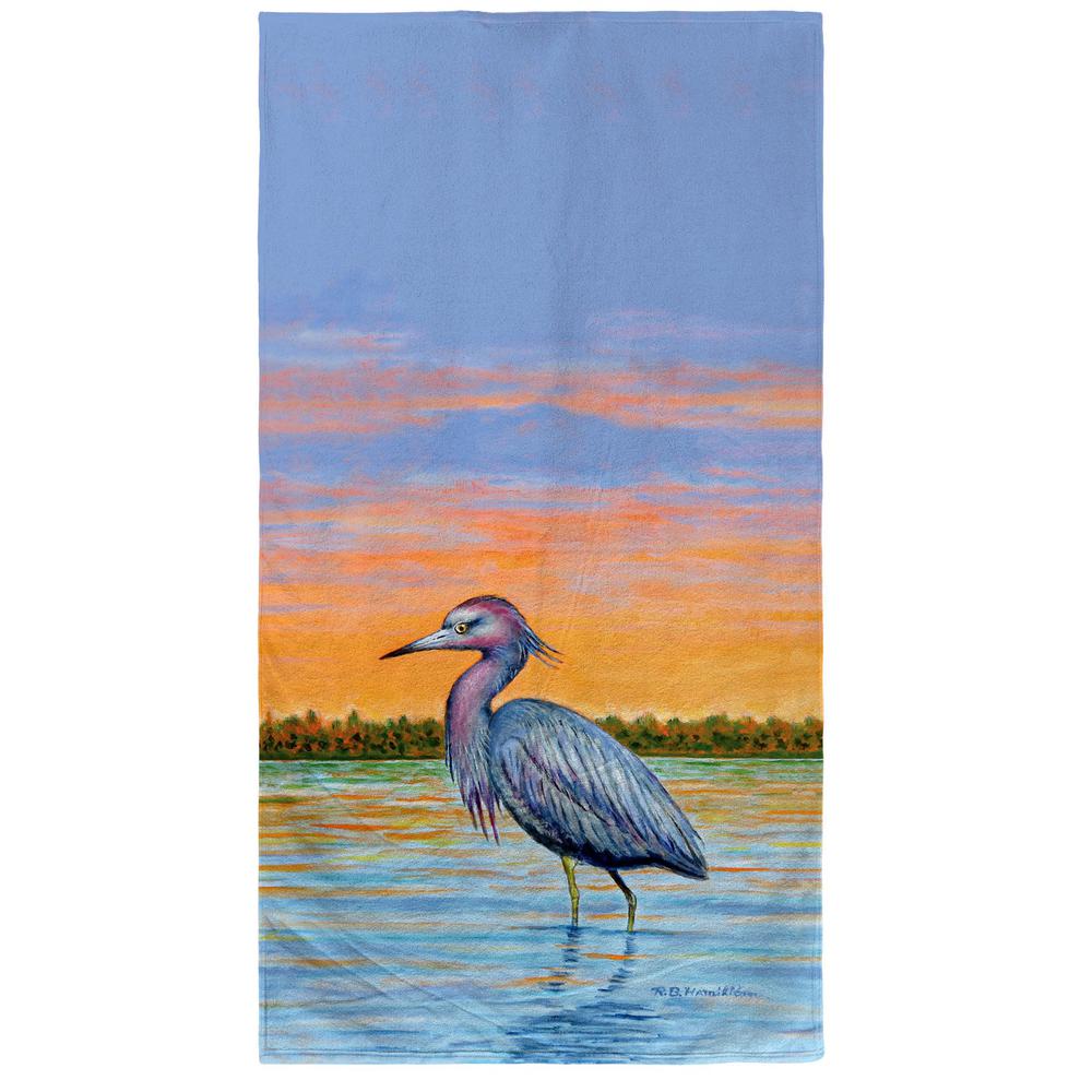 Heron and Sunset Beach Towel. Picture 1