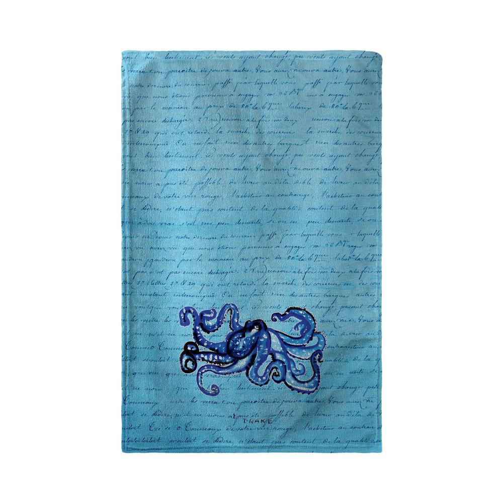Blue Script Octopus Beach Towel. Picture 1
