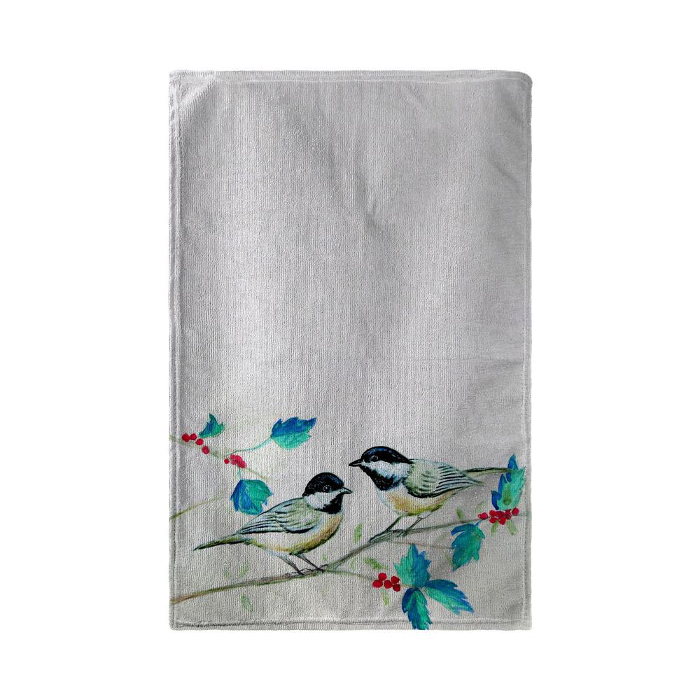 Christmas Chickadees Beach Towel. Picture 1